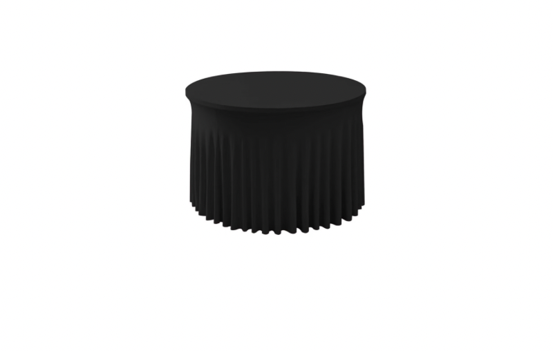 4’ Round Tablecloth Rental (Black Skirt)