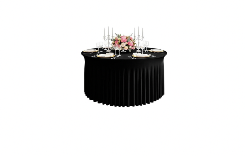 5’ Round Tablecloth Rental (Black Skirt)
