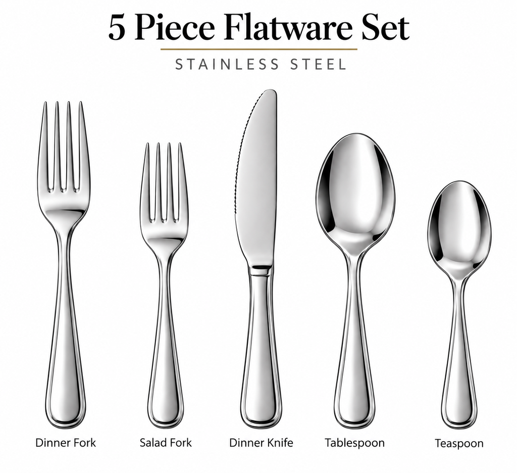 5-Piece Stainless Steel Flatware Set