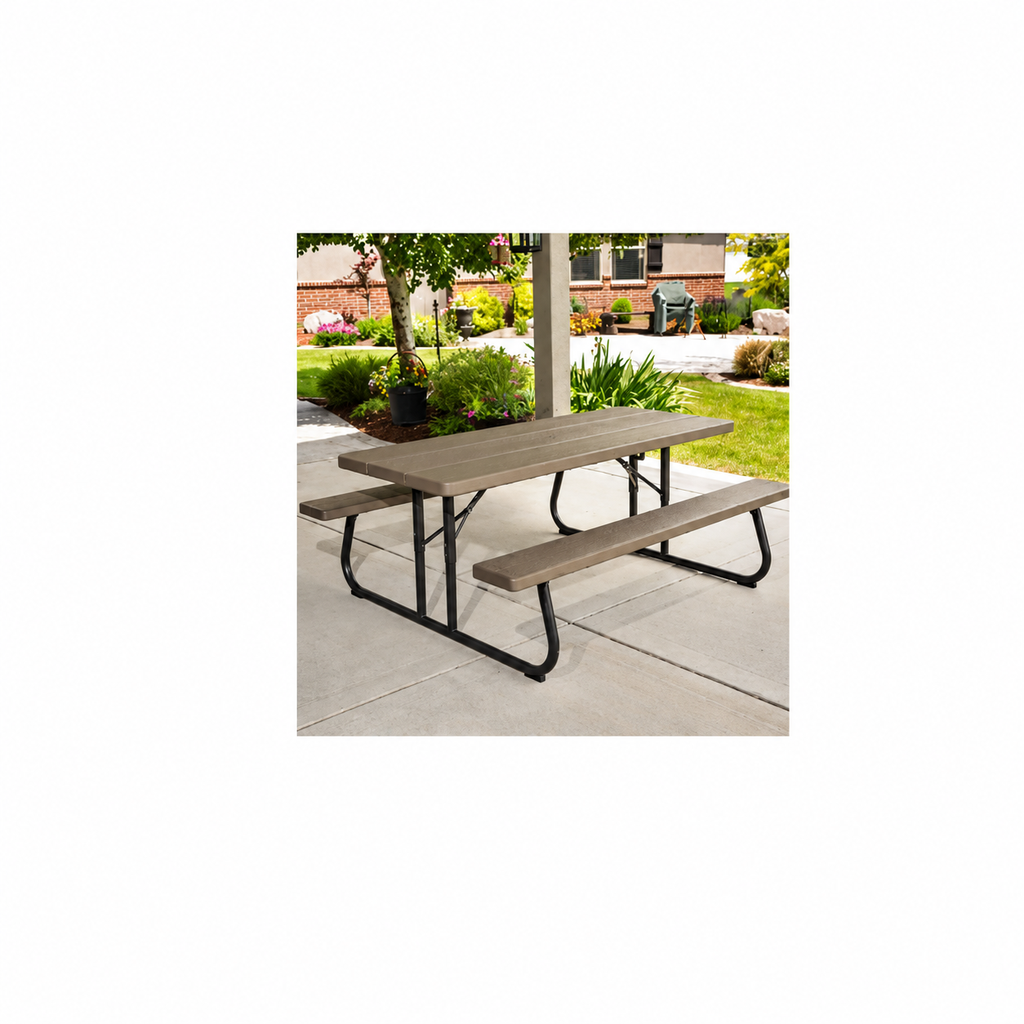 6-Foot Folding Picnic Table with Attached Benches Rental