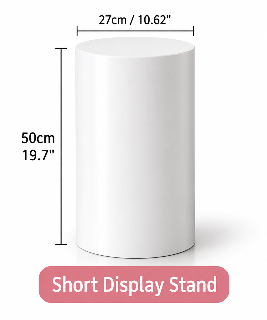 White Cylinder Display Pedestals Rental